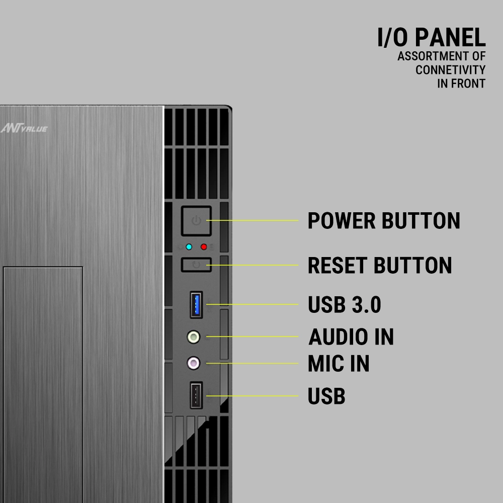 Ant Value Mid Tower Cabinet (M-ATX/M-ITX) VM7P with SMPS view 2